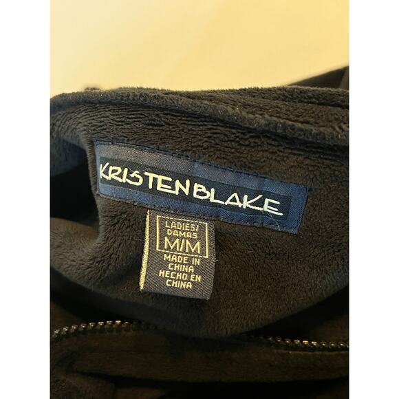 Kristen Blake Plush Fleece Zip Up Jacket Womens Medium Black Velour Cinch Waist - Picture 3 of 16